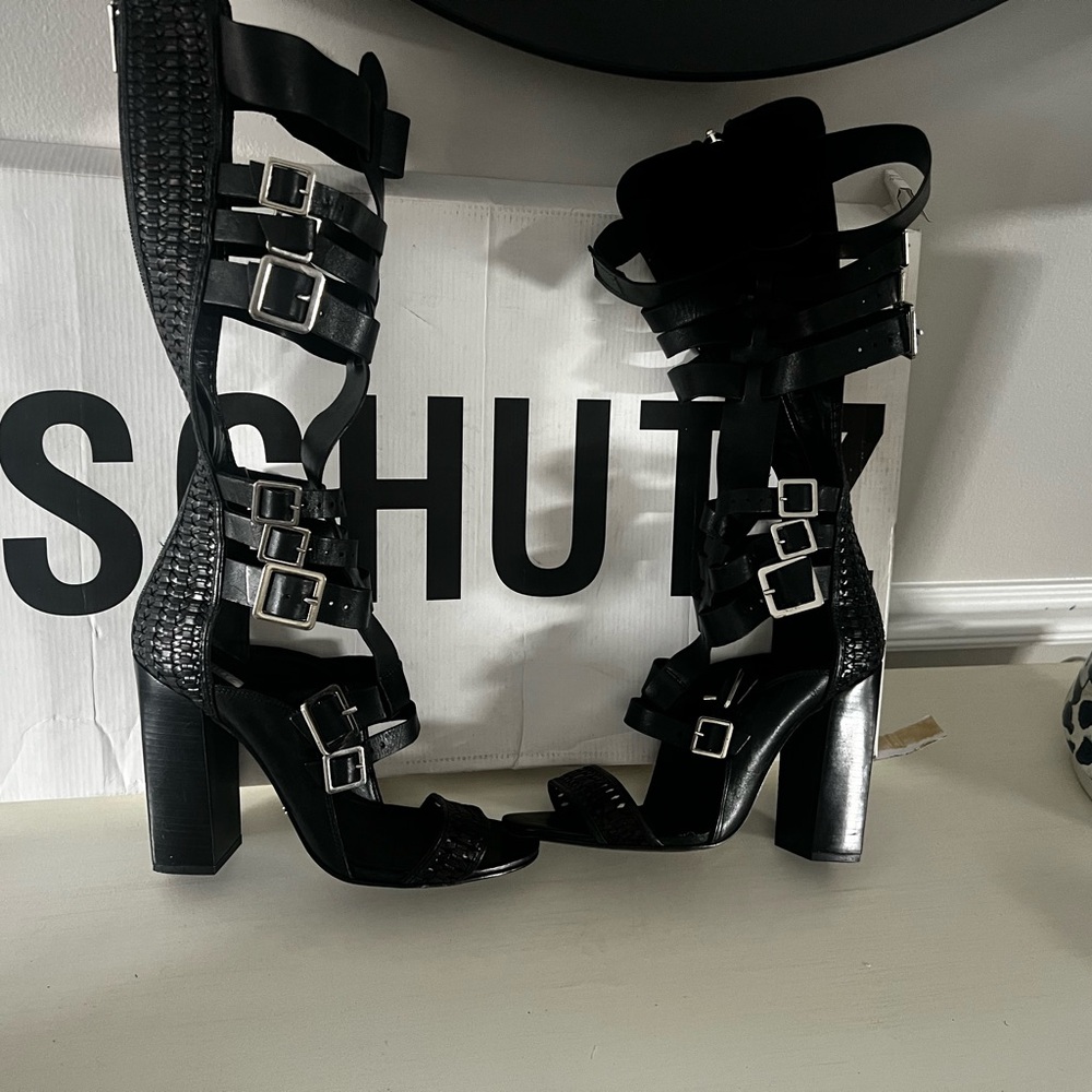 SCHUTZ Black Gladiator Heels